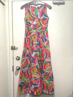 VINTAGE HANDMADE SLEEVELESS MAXI COLORFUL DRESSES SIZE S
